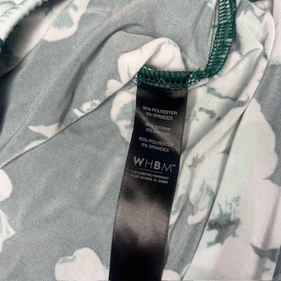 White House Black Market Floral Sleeveless Surplice Faux Wrap Hi Lo Green/White - Picture 6 of 7